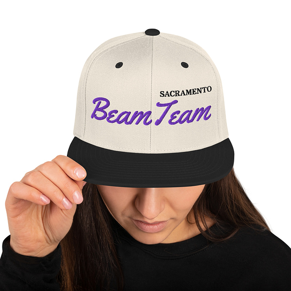 Sacramento Beam Team Beige Cream Black Purple Snapback Hat Green UV