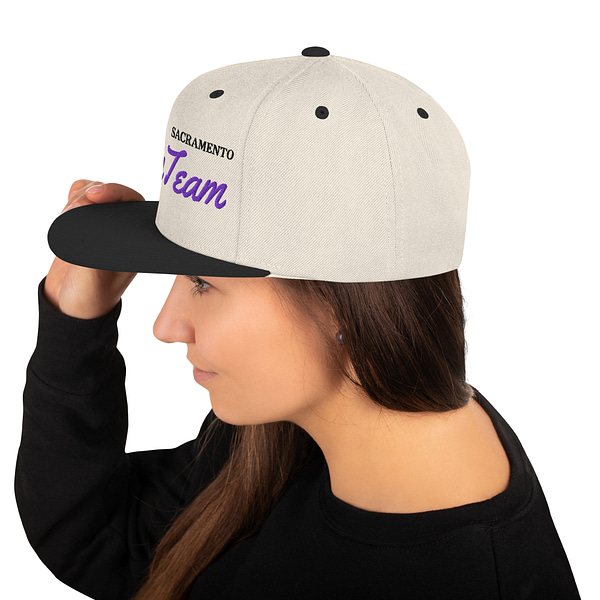 Sacramento Beam Team Beige Cream Black Purple Snapback Hat Green UV - Image 3