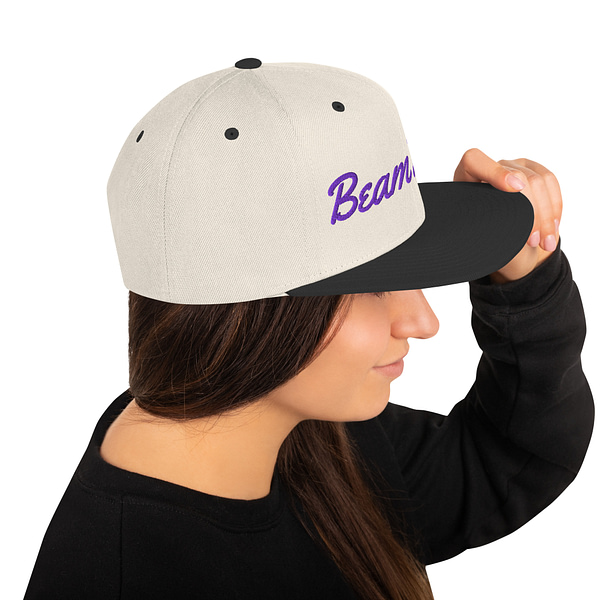 Sacramento Beam Team Beige Cream Black Purple Snapback Hat Green UV - Image 4