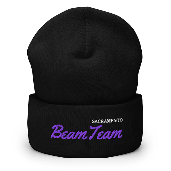 Black Purple White Sacramento Beam Team Cuffed Beanie