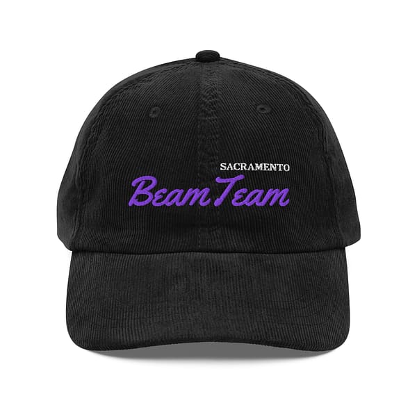 Sacramento Beam Team Black Purple White Vintage corduroy strapback buckle hat cap